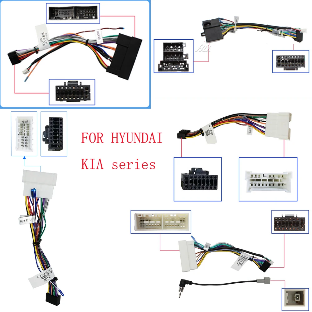 Car Audio CD/DVD Player 16PIN Android Power Cable Adapter For Hyundai Accent Tucson Mistra KIA K3 KX5 Radio Wiring Harness