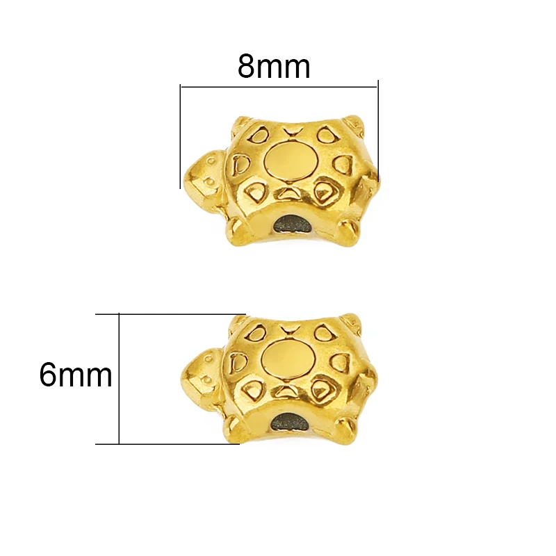 10pcs PVD 8x6mm Stainless Steel Spacer Beads For Necklace Never Fade Large Big Hole Tortoise Beads Jewelry Bracelets Findings