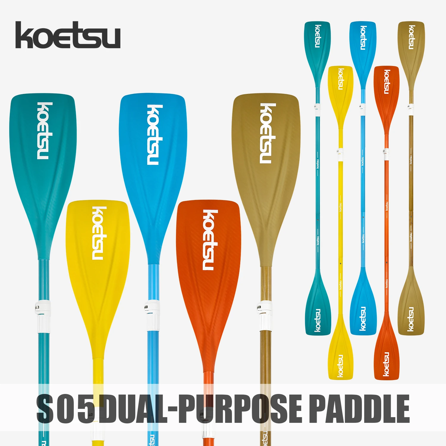 

KOETSU S05 Многоцветное весло двойного назначения из алюминиевого сплава, идеально подходит для каяков, гребли и гребных видов спорта на открытом воздухе