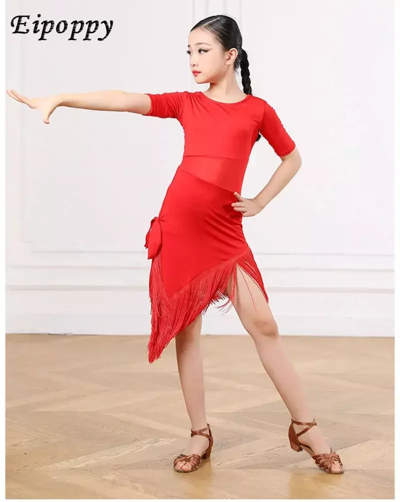 فستان رقص لاتيني حديث للفتيات ، مسابقة قاعة الرقص ، أزياء رقص الأطفال ، سامبا السالسا تشا تشا ، الرقص