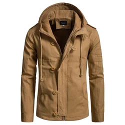 Mens Military Casual Coat Autumn Hooded Men's Jacket Fashion Slim Fit Male Brand Clothing EU Size sale