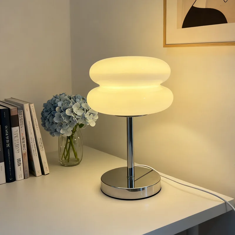 

Macaron Glass Table Lamp Trichromatic Dimming Living Room Atmosphere Lamps Eye Protection Night Light Girl Bedroom Bedside Decor