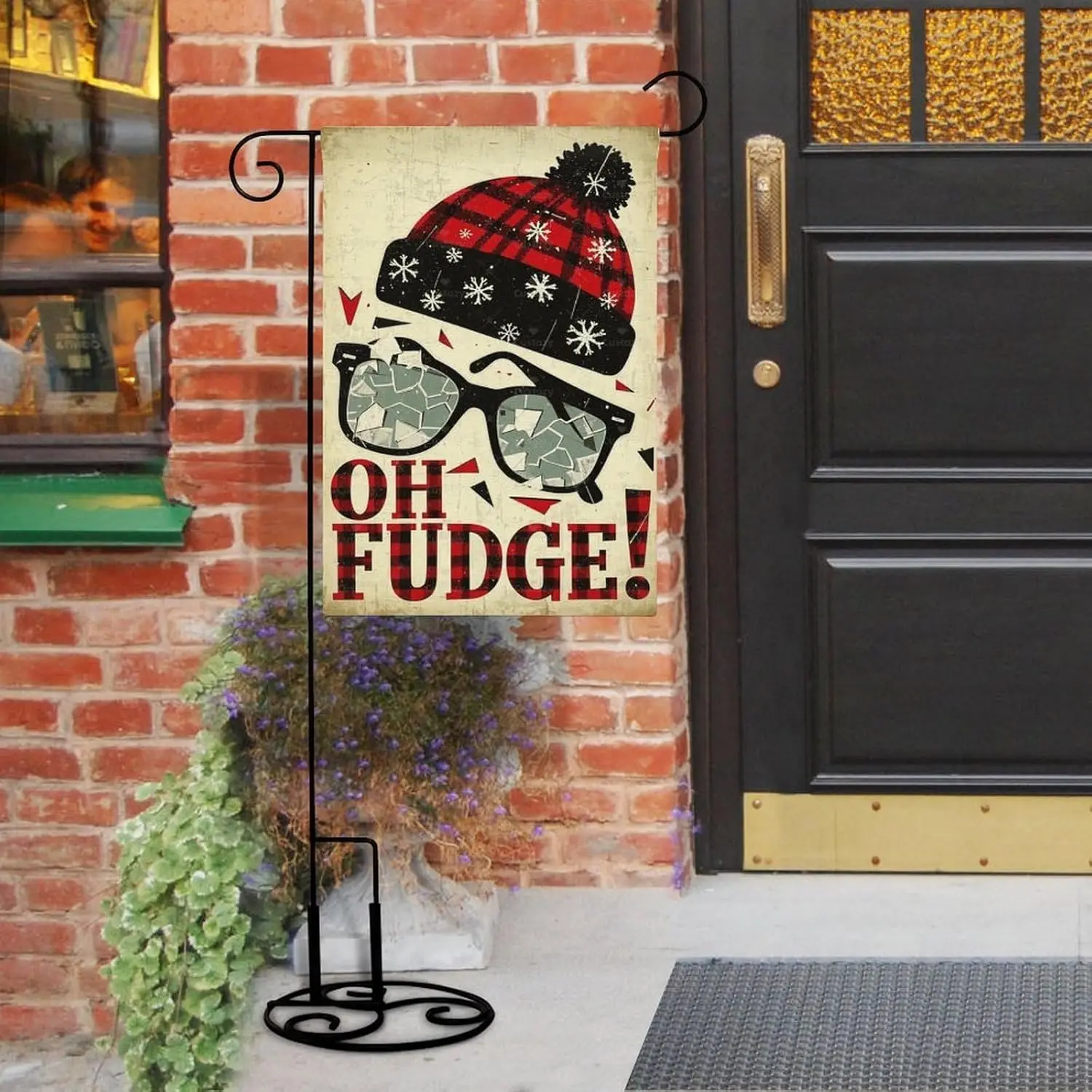 Garden Flag “Oh Fudge Winter” Double Sided 12x18 In Burlap Seasonal Yard Decoration for Outside Porch HHJ LLG