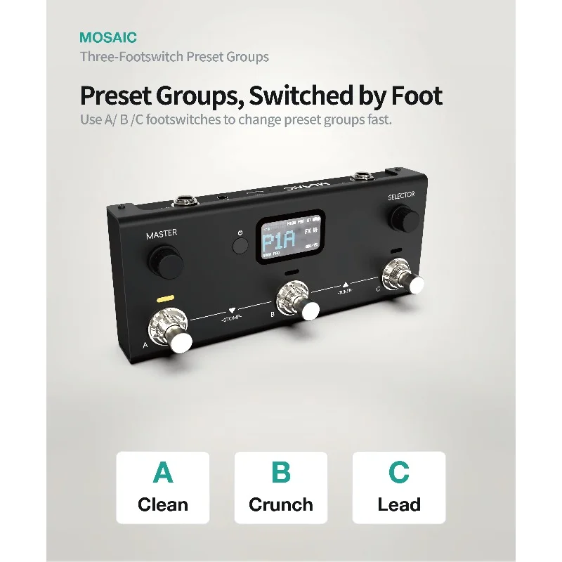 Livtra MOSAIC 3-Switch Portable Multi-Effects Processor with Amp/Cab Sims, IR Loading, Drum Programming & USB-C Audio - view 6