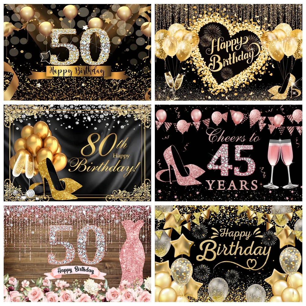 خلفية التصوير الفوتوغرافي لاستوديو الصور ، ديكور حفلة عيد الميلاد ، لمعان ذهبي ، كعب عالي ، بالغ ، عيد ميلاد 45 50 ، امرأة