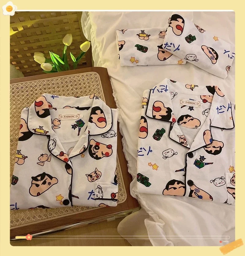 os-novos-pijamas-femininos-de-verao-da-crayon-shin-chan-sao-desenhos-animados-fofos-totalmente-estampados-de-manga-curta-e-soltos-para-casa