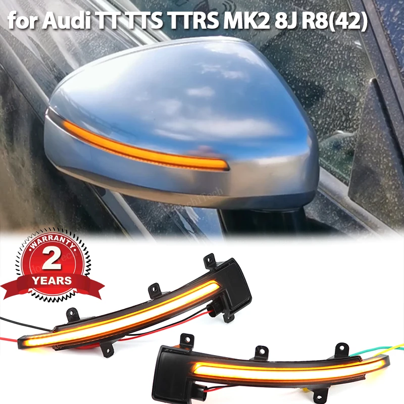 Dynamic Turn Signal LED Rearview Mirror Indicator Blinker Repeater Light for Audi TT TTS TTRS MK2 8J 2006-2014, R8 42 2007-2015