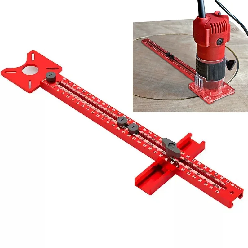 3 in 1 Router Milling Groove Bracket, Radius Router Circle Cutting Jig,Aluminum Cabinet Hardware Jig for Woodworking.