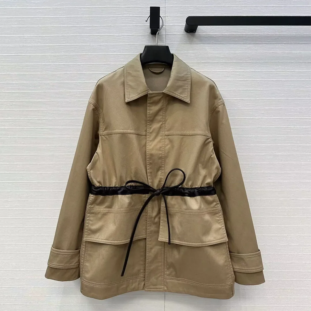 

Cotton trench coat for autumn and winter, new high-quality long sleeved fashionable sheepskin jacket