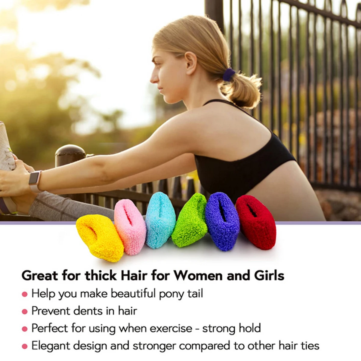 12pcs/Bag Women Girls Elastic Hair Bands Large Thick Seamless Hair Ties No Damage Ponytail Holder Band Headband Hair Accessories