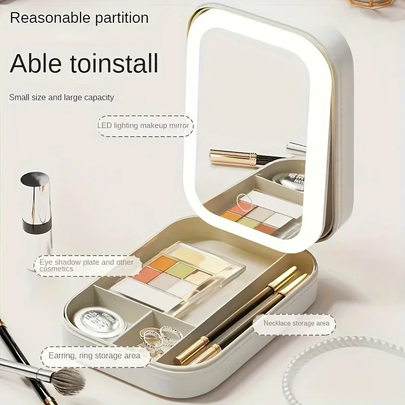 

Portable LED cosmetic mirror travel cosmetic bag, with lamp cosmetic mirror, perfect cosmetic application.