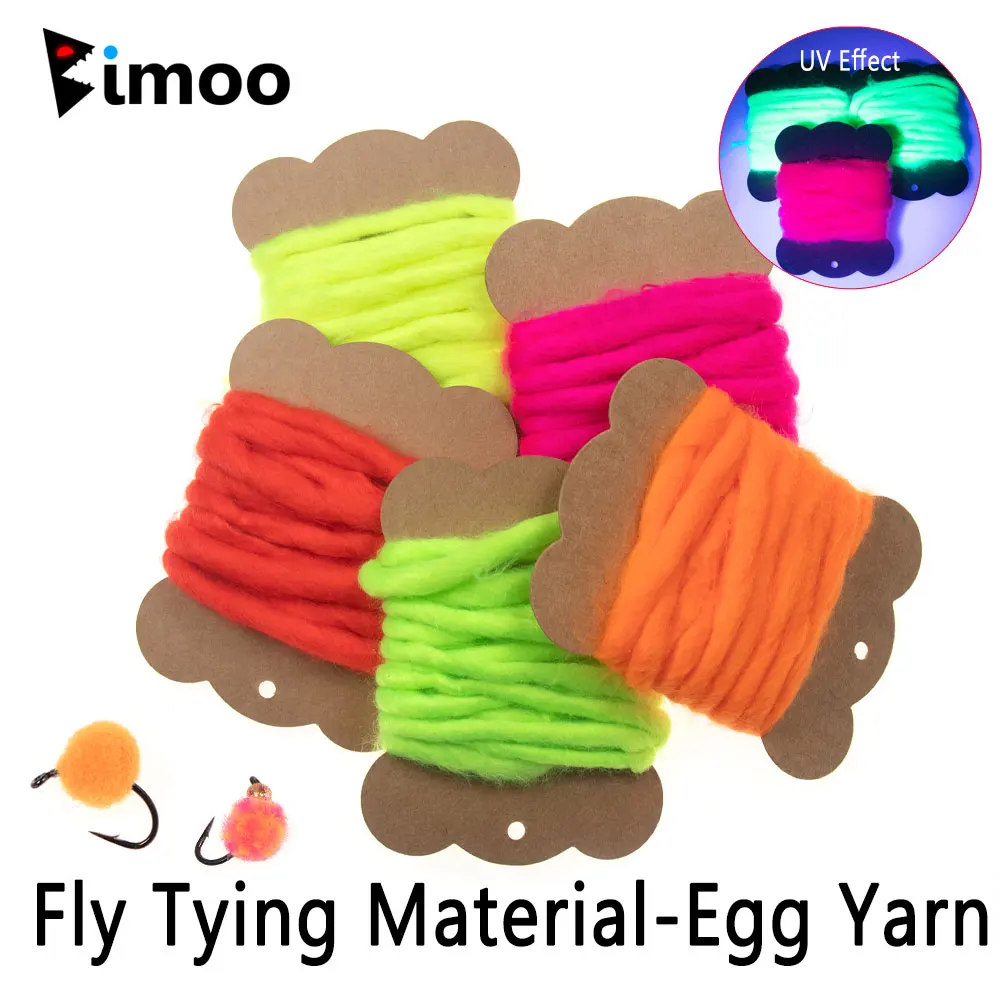 Bimoo 5Packs Egg Yarn Fly Tying Material Synthetic Fibers For Minnow Bait Samlon Egg Fly Dry Flies Trout Steelhead Fishing Lures