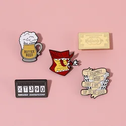 Magic World Enamel Pins Custom Train Tickets Sunglasses Howler Brooches Lapel Badges Witch Wizard Jewelry Gift for Kids Friends