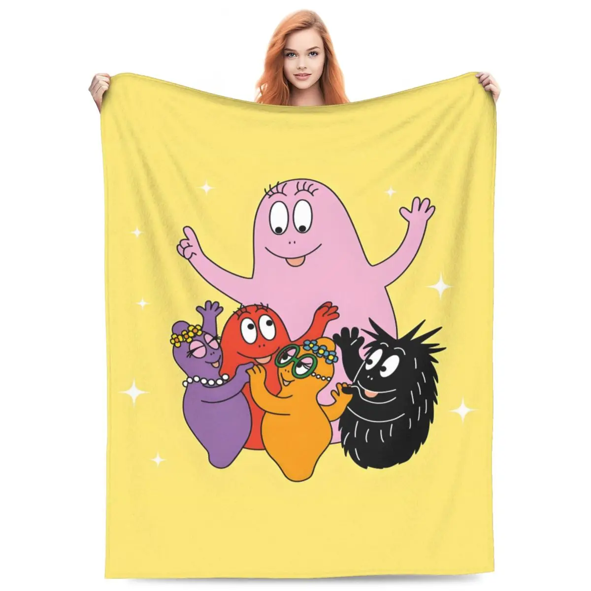 Custom Funny Cartoon Barbapapa Wallpaper Blankets Warm Flannel Throw Blanket for Sofa Office Bedspreads