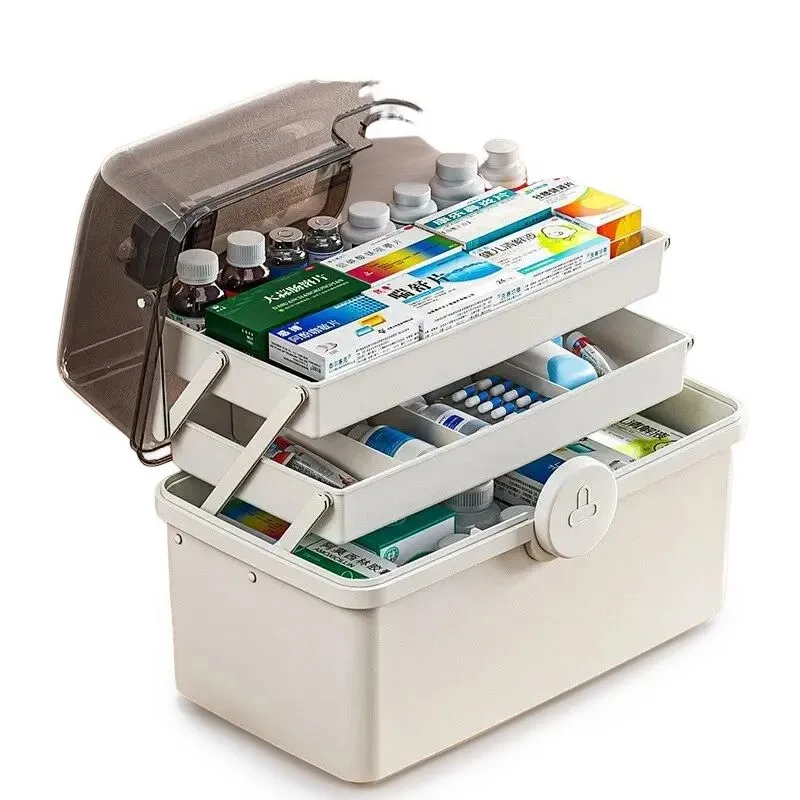 

1pc White Large Capacity Medicine Box For Home Medicine Storage Multi Layer Classification Home Medicine Box