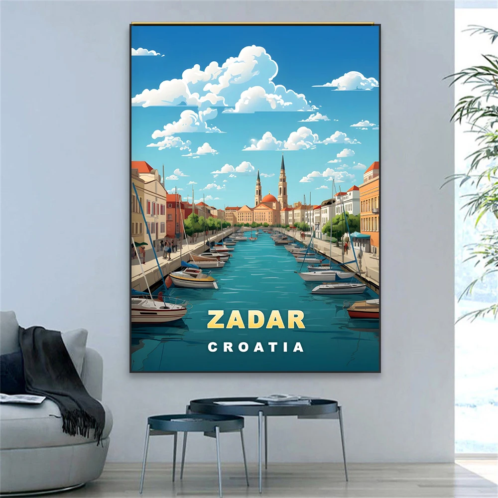 السفر المشارك للديكور المنزل ، الرجعية جدار الفن يطبع ، الشمال قماش اللوحة ، خمر أوروبا والمدن ، الشفق المشهد يطبع