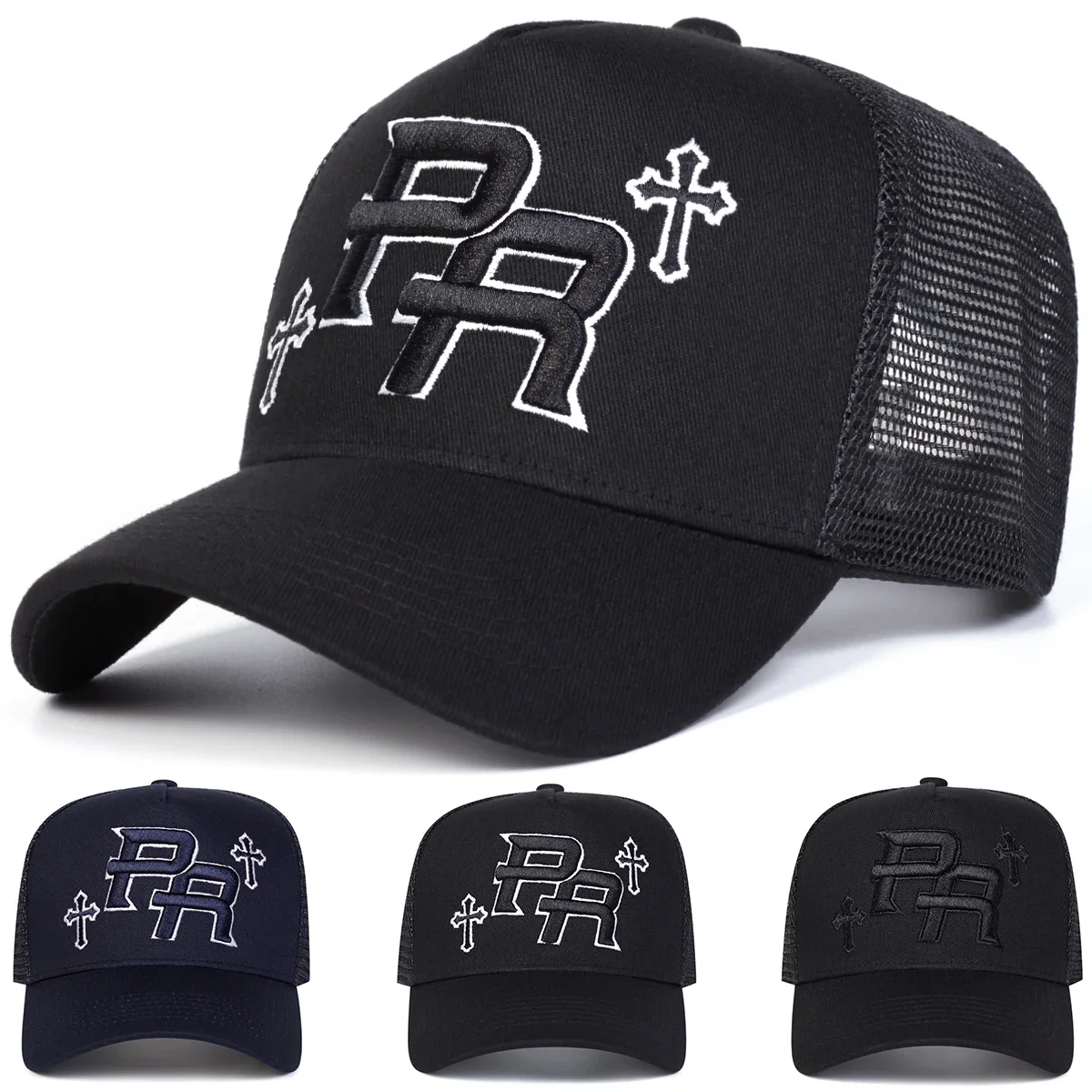 Unisex PR Cross Embroidery Baseball Net Caps Spring Summer Outdoor Adjustable Casual Hats Sunscreen Hat Sports Cap