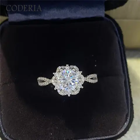 Princess Aisha 6 Claw 2 CT Moissanite Ring D Color VVS Diamond Certified Luxury Wedding Rings 925 Sterling Silver Jewelry