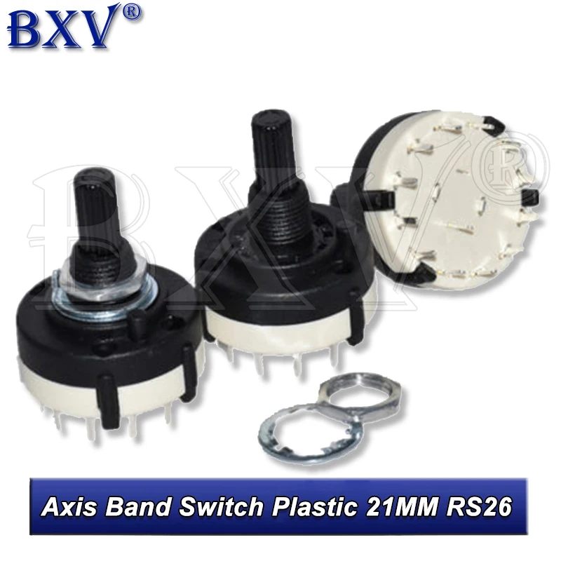 1PCS Axis Band Switch Plastic 21MM RS26 4 Pole 3 Position Rotary Band Switch 2 Pole6 Position 1 Pole12 Position Switch Hjxrhgal