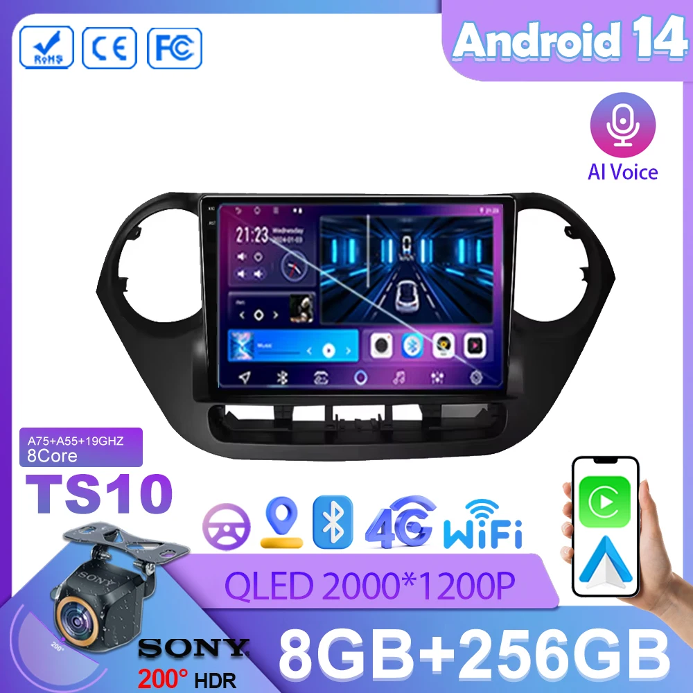 

Car Radio For Hyundai Grand i10 i 10 2013 2014 2015 2016 2017 2018 Android 14 Carplay Auto Multimidia Video Player Head Unit DVD