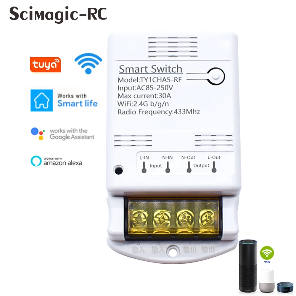 Wireless Switch Tuya WIFI Module AC 85-250V 220V Max 30A 4000/6000W Smart Life Timer Circuit Breaker For Smart Home Automation