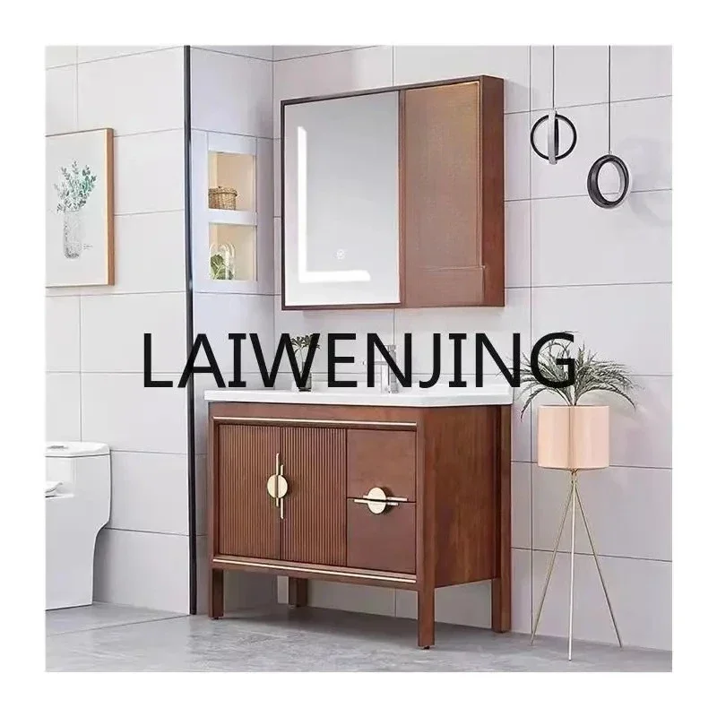 

U5.11 Ceramic Hand Washing Integrated Washbasin Oak Combination Floor Cinet Washstand