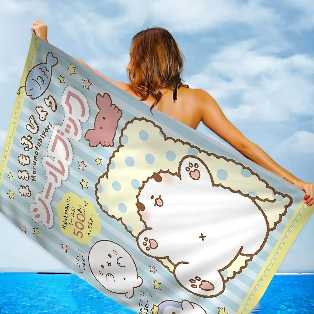 Cartoon M-Marumofubiyori Big Microfiber Beach Towels Quick Dry Towel Sand Beach Towels Pool Towel for Travel Swim Pool Yoga