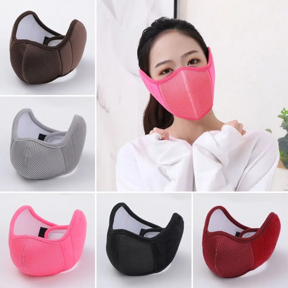 Winter Plush Thermal Earmuffs Mask Breathable Windproof Fleece Winter Mask Simple Wrap Mask Ear Warmer