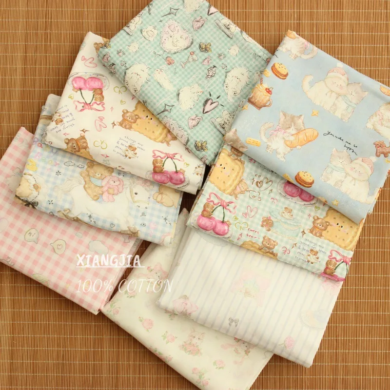 

40 cotton poplin, cute cartoon flower, digital printing, children's clothing fabric.