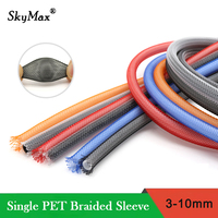 2/5/10/20M Braided Cable Sleeve 3 4 6 8 10mm Single PET Expandable Nylon USB Data Keyboard Cable Sheath Protector Wire Wrap