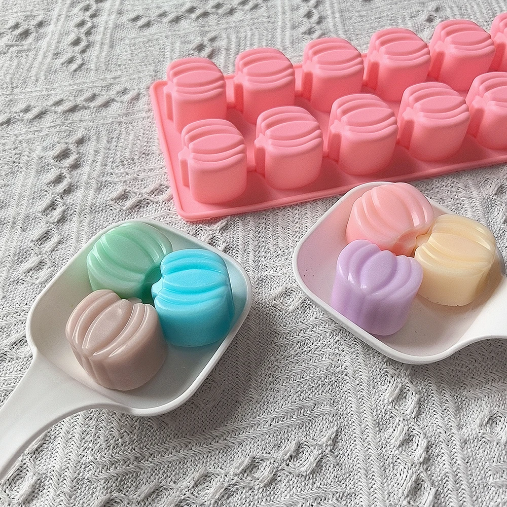 1 st 12 holte pompoenvormige siliconen mal, DIY koekje, snoep, chocolade, dessert, taart decoratie plug-in, keuken bakvorm