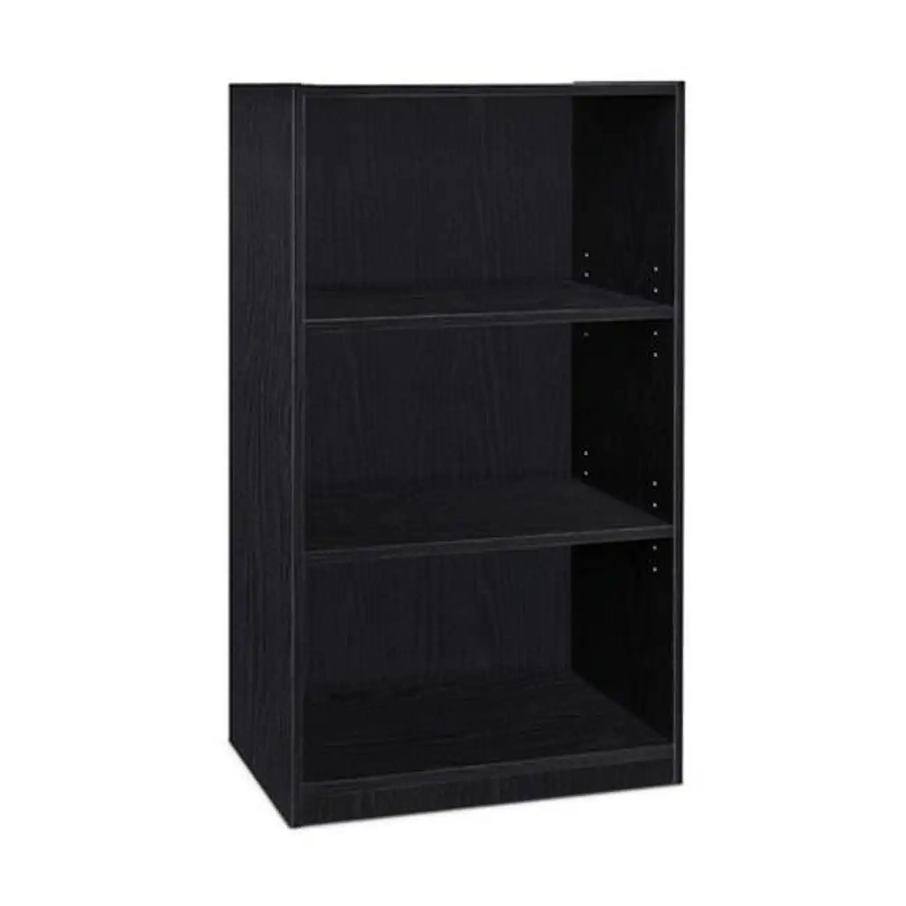 

JAYA Wood Simple Home 3-Tier Adjustable Shelf Bookcase in Black