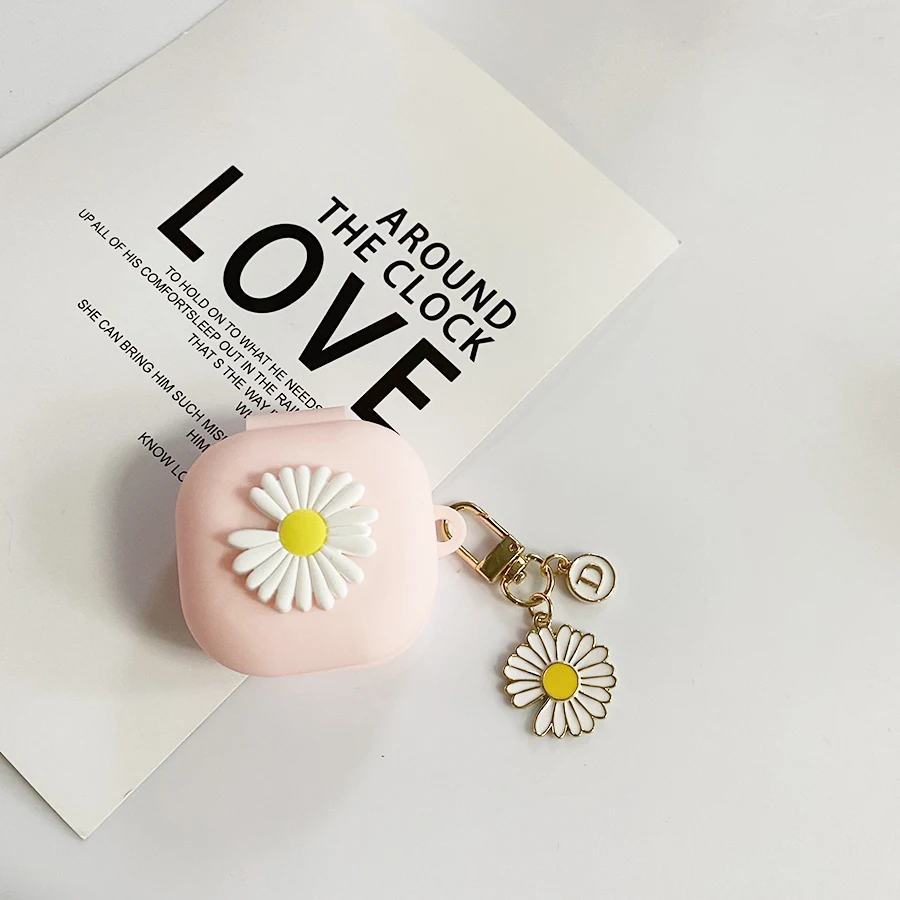 Fashion Daisy Flower Case for Anker Soundcore Liberty 4 Case Cute Silicone Earphone Cover with Keychain Accessory Box