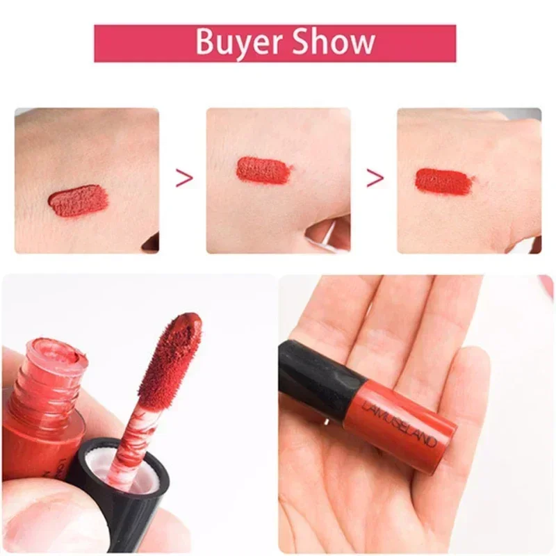 12 Color Matte Women's Liquid Lip Gloss Waterproof Longlasting Non-stick Cup Makeup Lip Glaze Long Lasting Tint Liner Lipstick