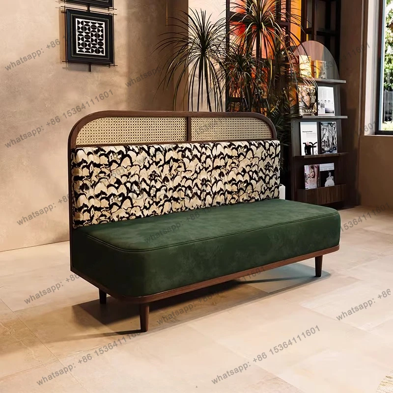 

South East Asia custom commercial solid wood rattan card seat restaurant hotel table and chair combination