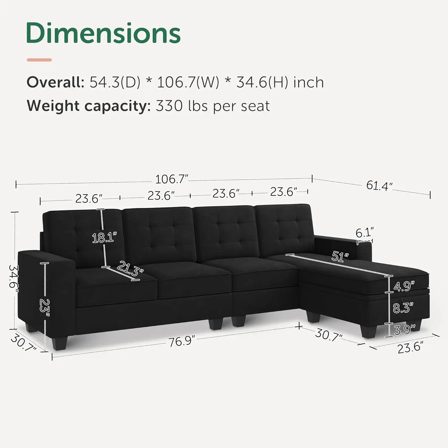 L Shaped Sectional Couch Velvet Sectional Sofa with Reversible Chaise for Living Room