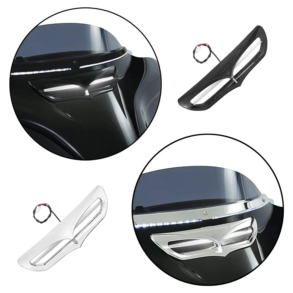 Motorcycle Batwing Fairing Vent Trim with LED Light For 2014-2022 Harley Electra Glide Street Glide Tri Glide