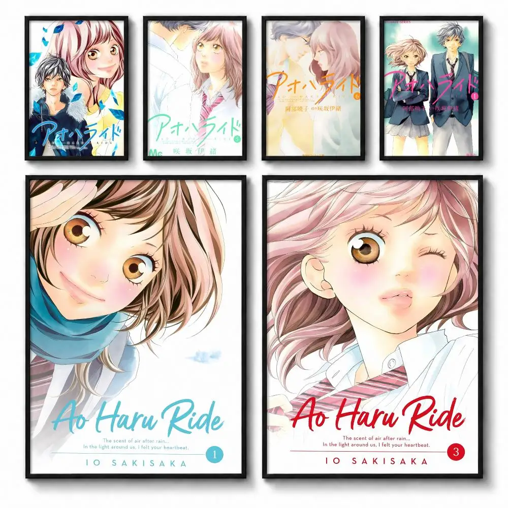 Anime A-Ao Haru Ride Poster Self-adhesive Art Waterproof Paper Sticker Coffee House Bar Room Wall Decor