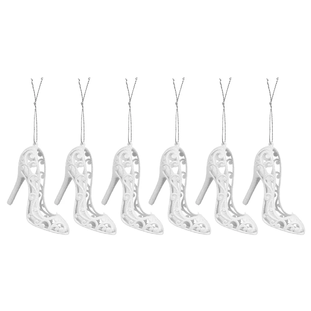 

6Pcs Christmas Pendant Lovely High Heels Shaped Decorations Warm Holiday Tree Ornaments for Living Room Party Decor