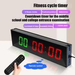 Cyfrowy zegar na siłownię montowany na ścianie Timer zegar Fitness z zegarem cyfrowy zegar odliczjący LED z pilotem do treningu podczas zawodów