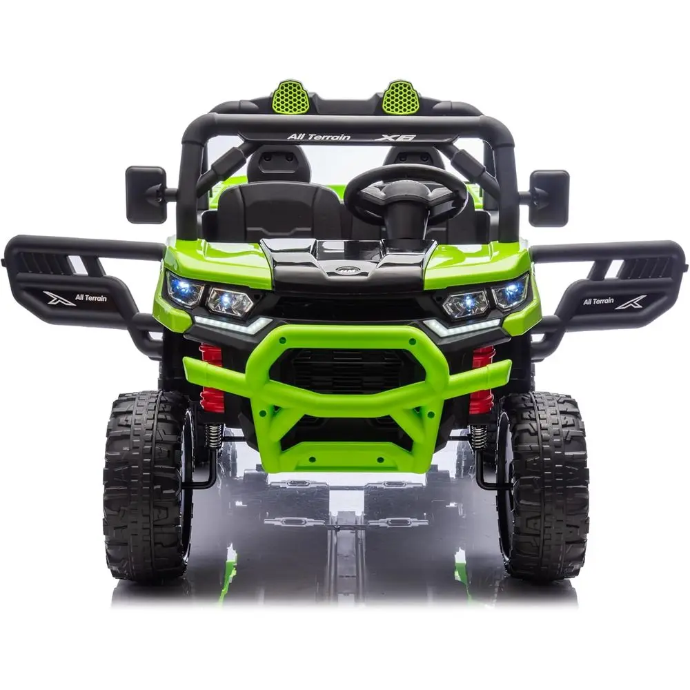 24V UTV 2 Seater Dump Truck with Remote Control, Electric Dump Bed, 4WD Power Ride on Truck Cars 6x6 Wheels, Music, Storage Trun