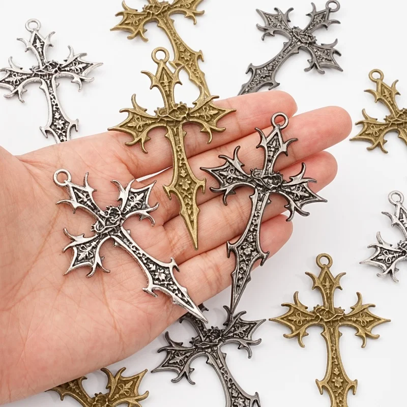 5Pcs Multiple Gothic Cross Pendant Hollow Sharp Cross Pendant Retro Punk Metal Pendant DIY Necklace Earrings Jewelry Accessories