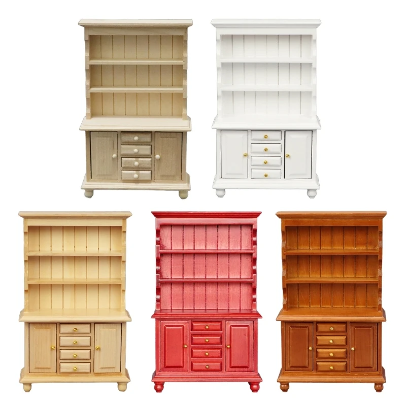 Multipurpose 1 12 Scale Miniature Sturdy Bookcase Dollhouses Furniture Three Layers Cabinet for Pretend Play P31B