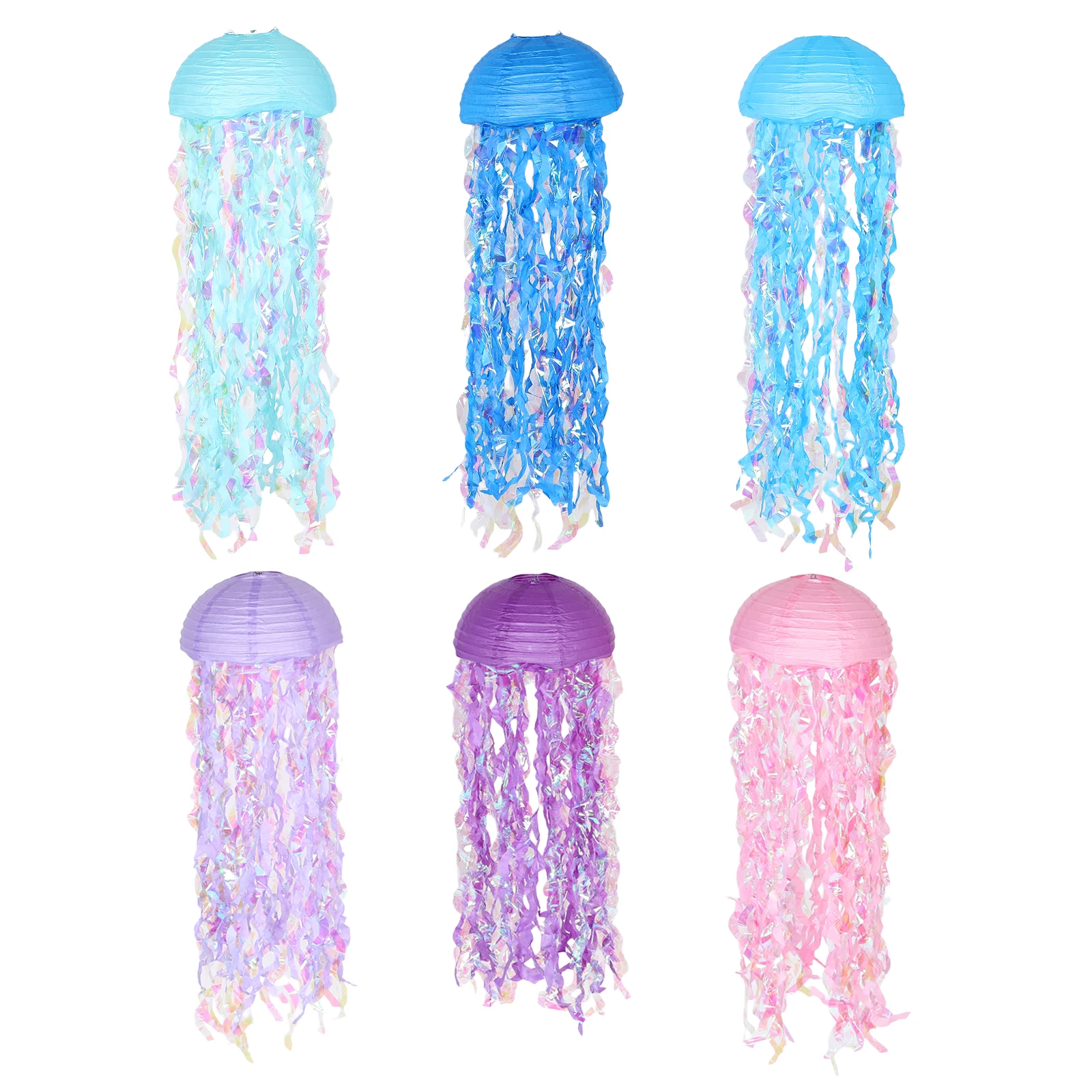 

6 Pcs Hanging Paper Lanterns Mermaid Birthday Party Decorations Colorful Summer