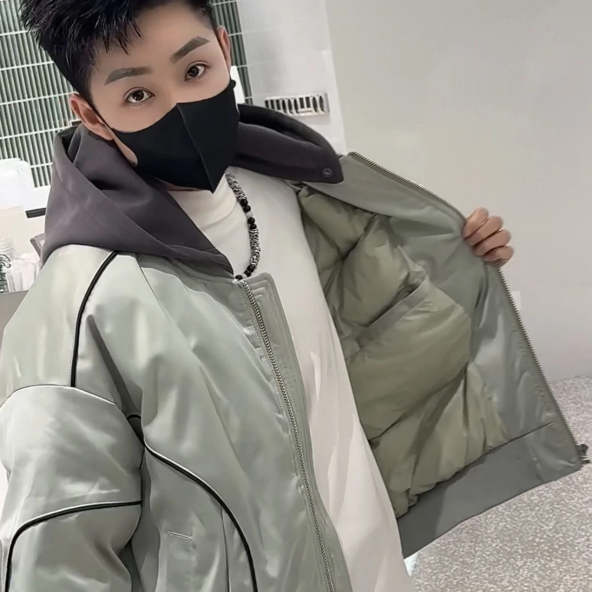 겨울 후드 칼라 두꺼운 스웨터 모자 분리형 칼라 Drawstring 모자 성인 남성 여성 학생 면화 의류 액세서리