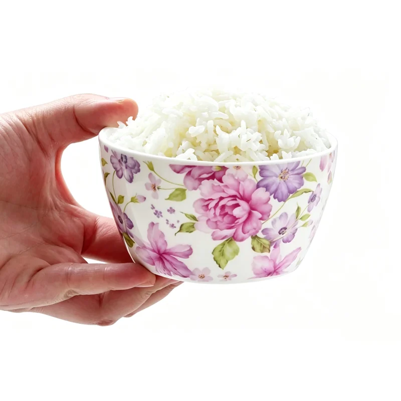 Cuenco de arroz pequeño floral de china de hueso fino de 4,5 pulgadas, cuenco japonés de cerámica, cuenco pequeño para especias, contenedor de porcelana para salsa, mini