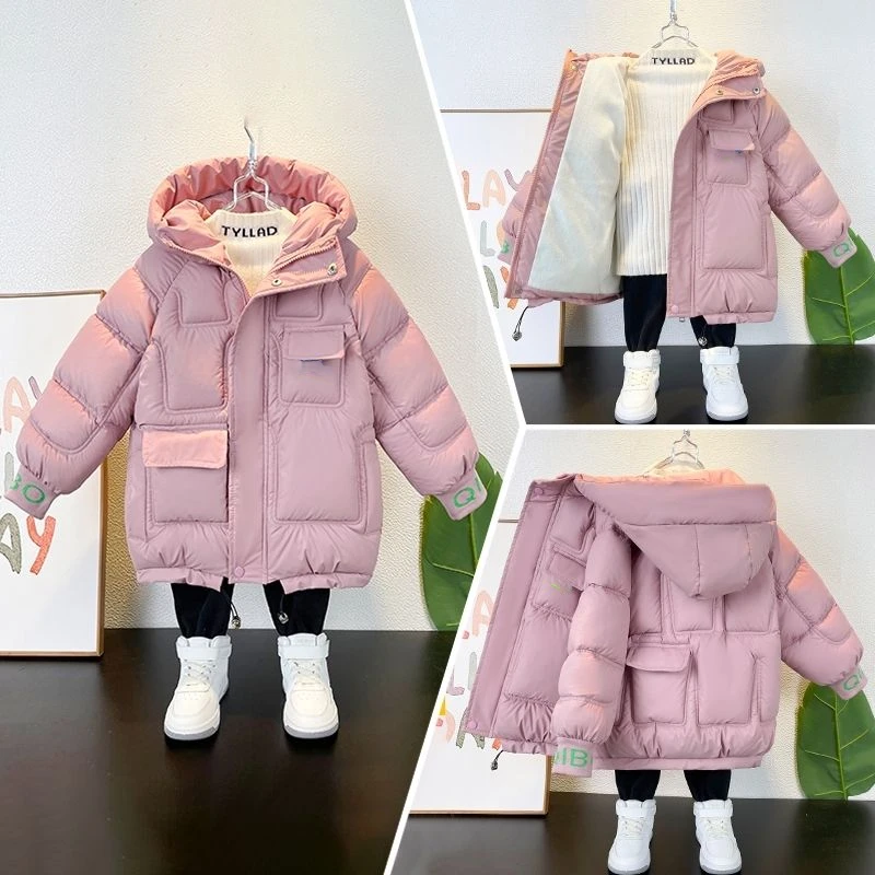 

2024 New Girls Winter Thickened Down Parkas Outerwear Fashion Winter Girls Cotton Coat Children's Clothing Girls 9 12 8 14 Years