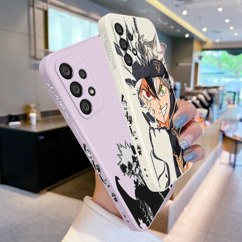 Anime Black Clover Phone Case For Samsung A55 A53 A33 A52 A32 A71 A51 A21S A35 A25 5G Liquid Left Rope Funda