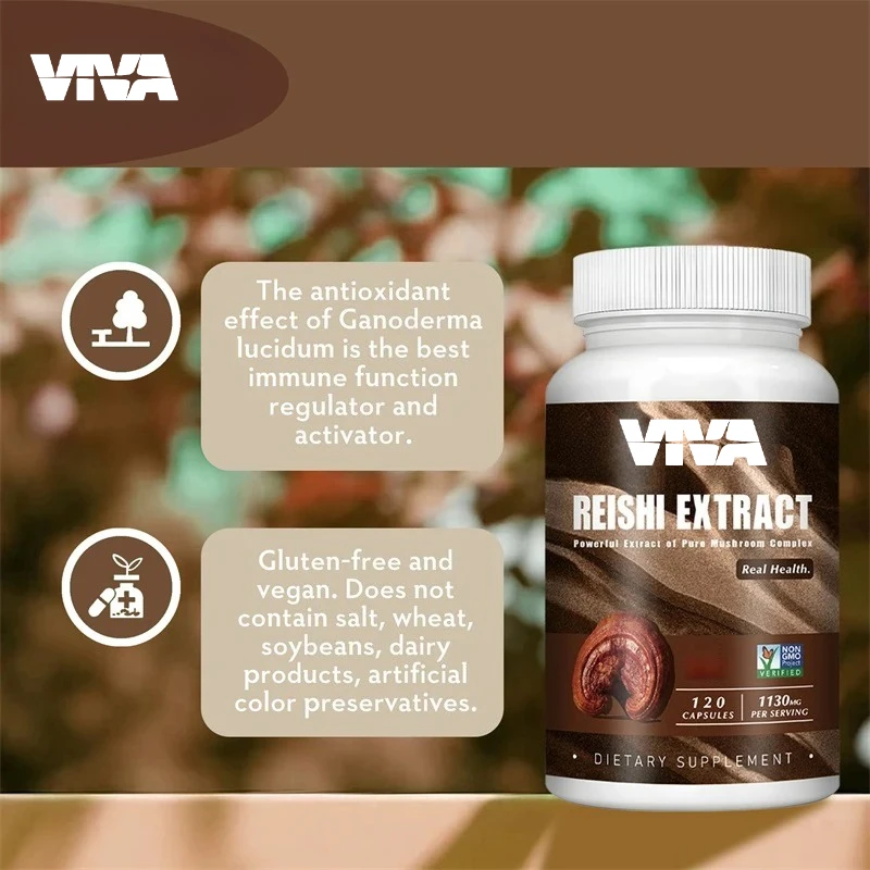 Reishi Capsules - Nervous System Support, Support Energy, Vitality, Immune & Heart Health and  Relieve Stress, Improve Sleep