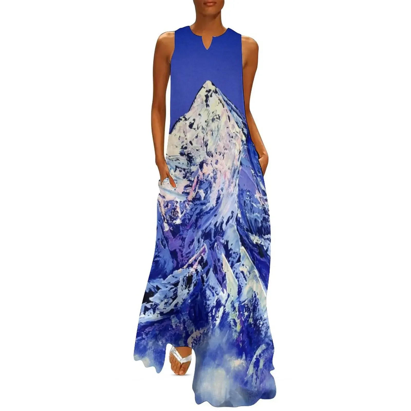 

Everest after sunset. Holy mountain Long Dress party dresses woman Women's clothing Dress